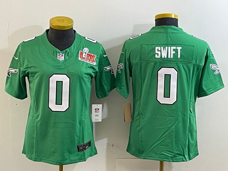 Women Philadelphia Eagles #0 Swift Green three generations 2025 Nike Vapor Limited NFL Jersey style 2